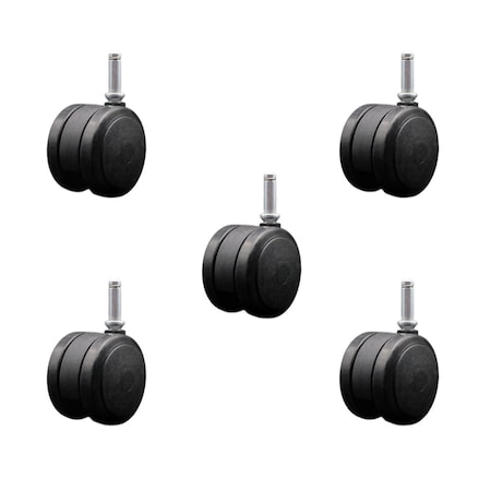Service Caster 2-3/8'' Black Floor Safe Twin Wheel Casters 7/16 Grip Ring Stem, 5PK SCC-GR02S60-TPR-BLK-716176-5